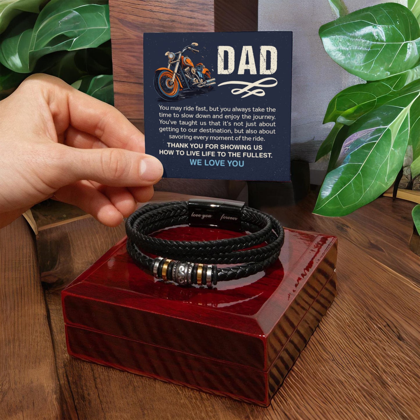 Best Biker Dad Leather Bracelet