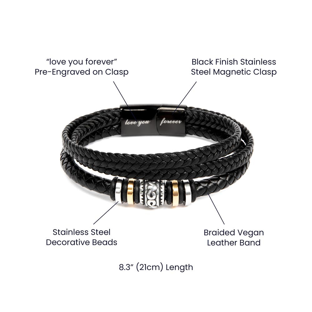 Best Biker Dad Leather Bracelet