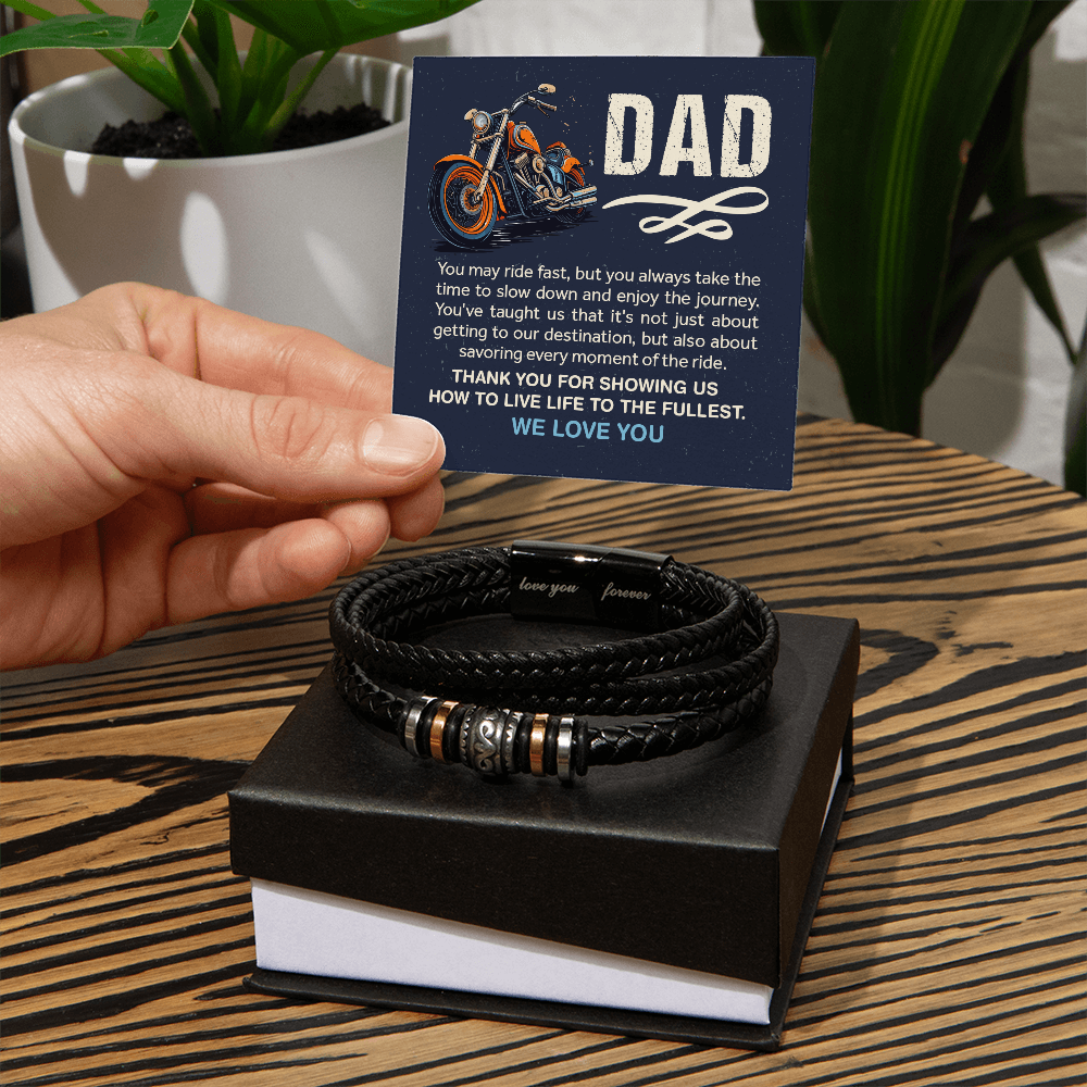 Best Biker Dad Leather Bracelet
