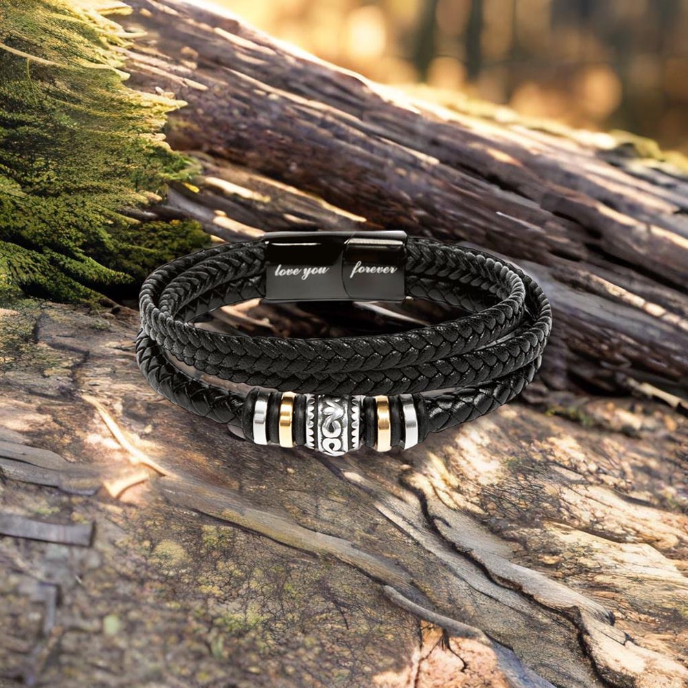 Best Biker Dad Leather Bracelet