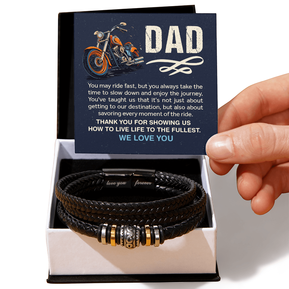 Best Biker Dad Leather Bracelet