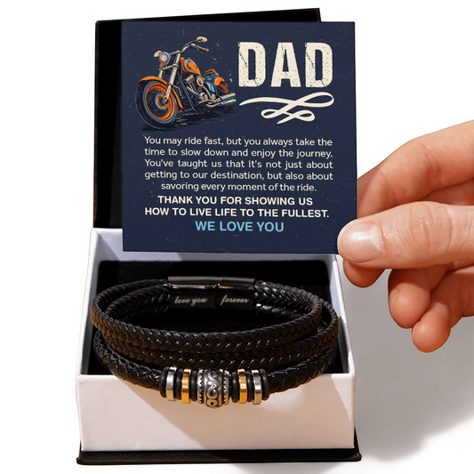 Best Biker Dad Leather Bracelet