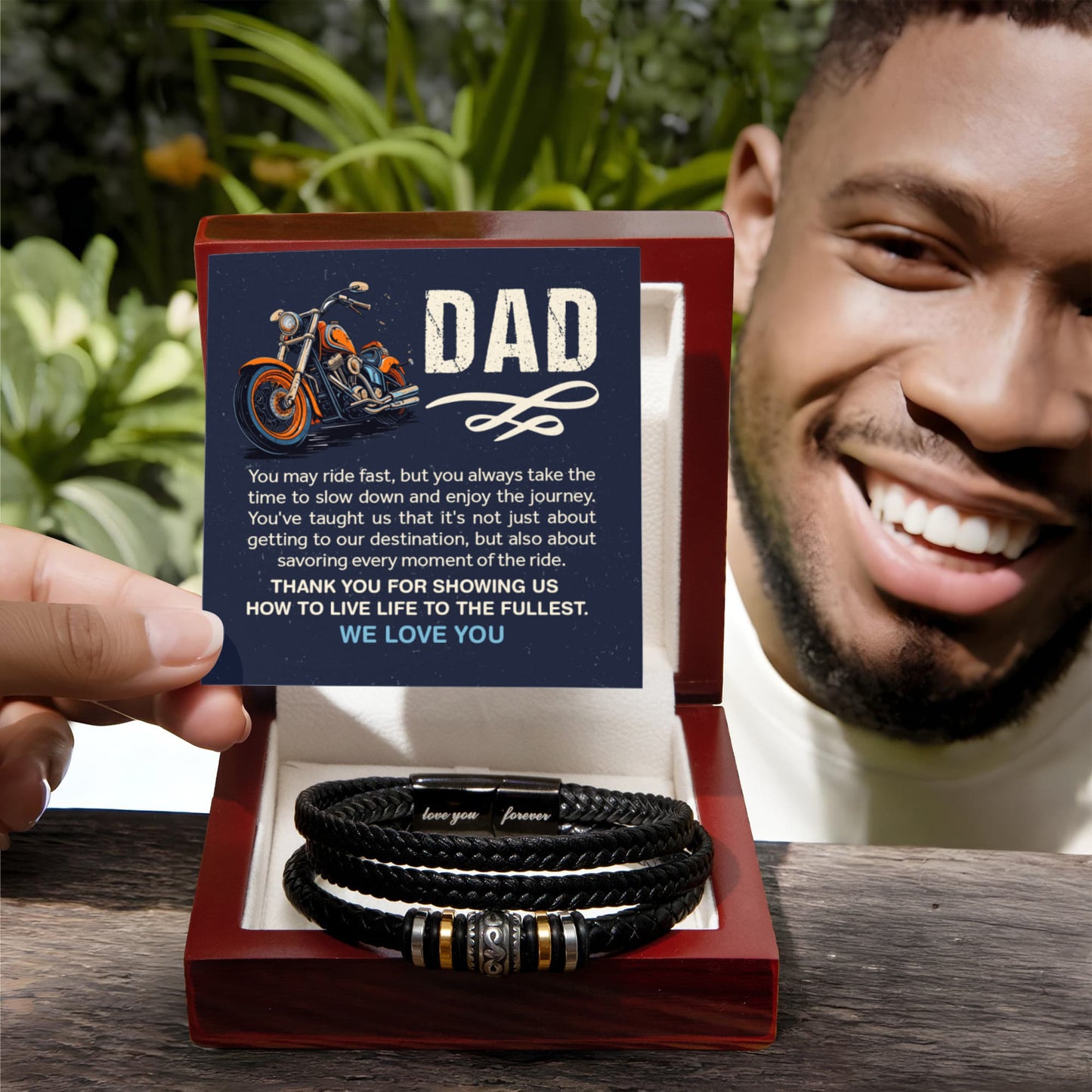 Best Biker Dad Leather Bracelet