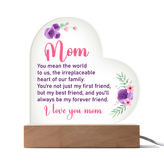 Mom Light Up Acrylic Heart