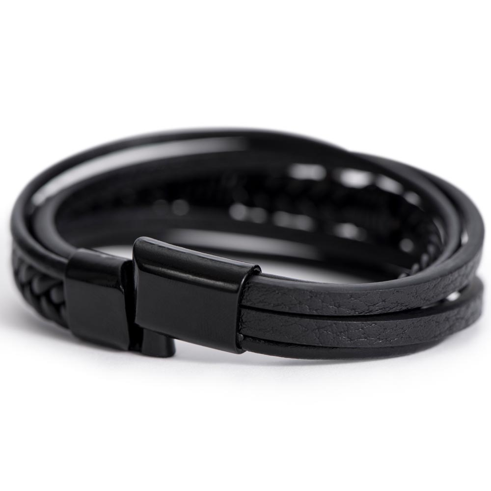 Father's Day Cross Leather Bracelet