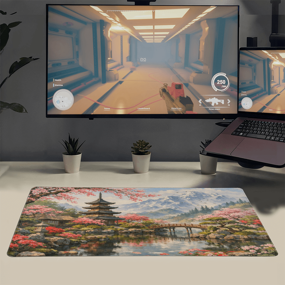 Japanese Garden in Spring Gaming Mat