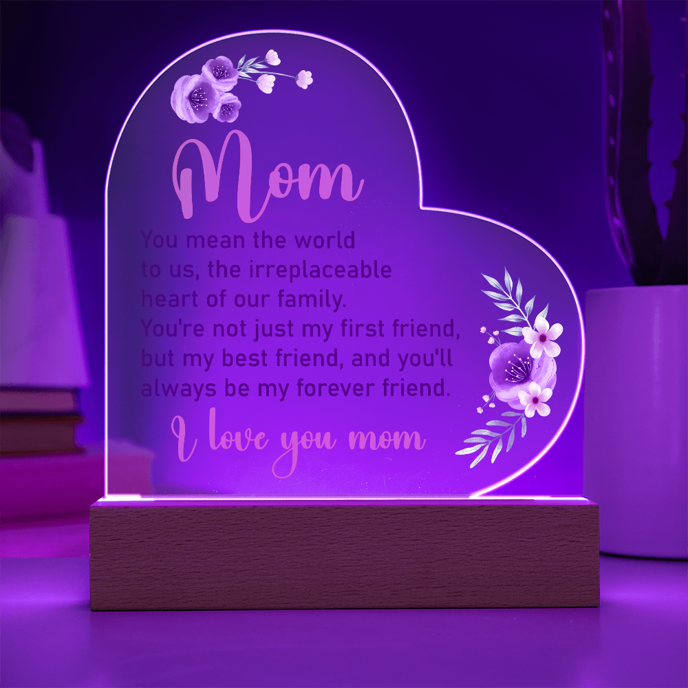 Mom Light Up Acrylic Heart