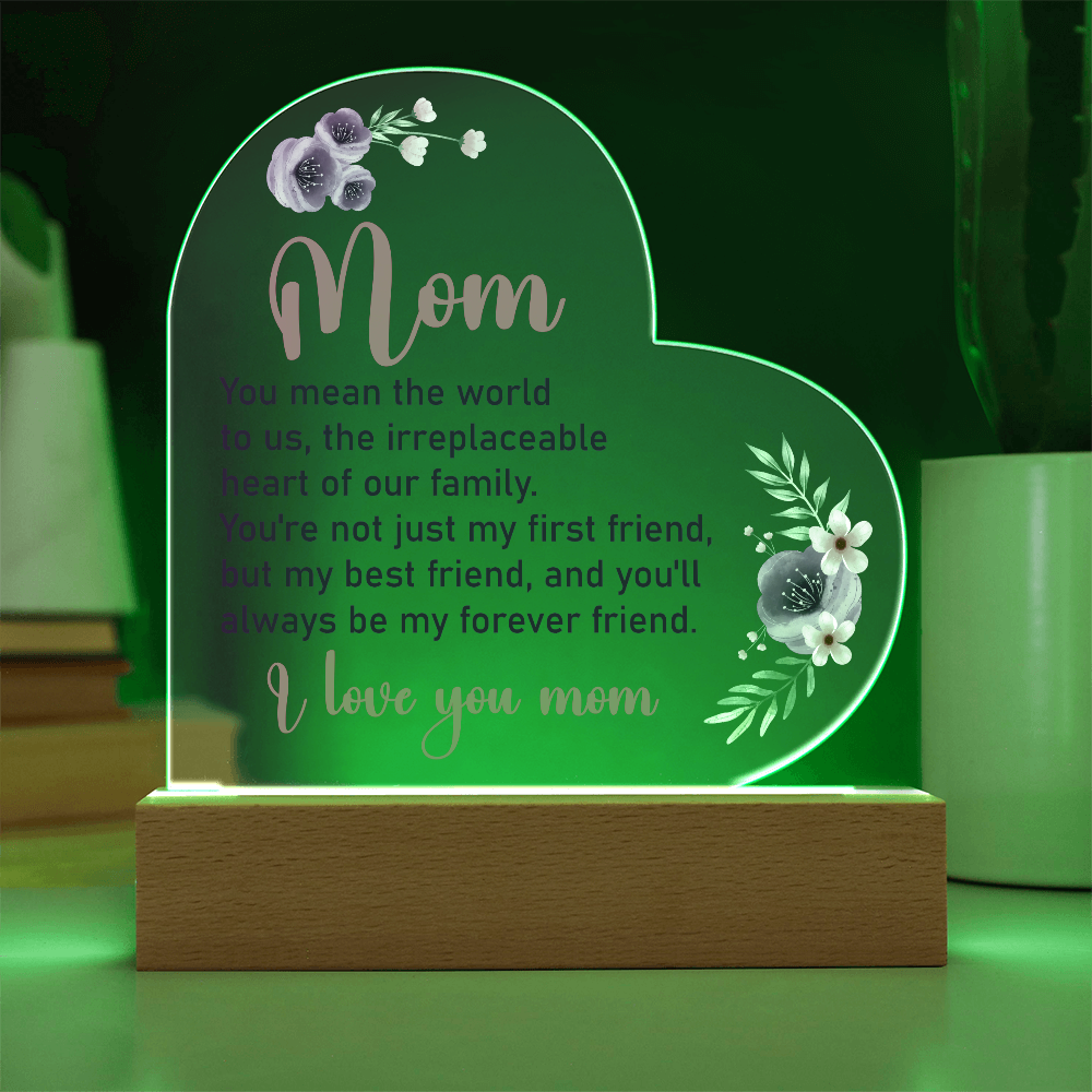 Mom Light Up Acrylic Heart