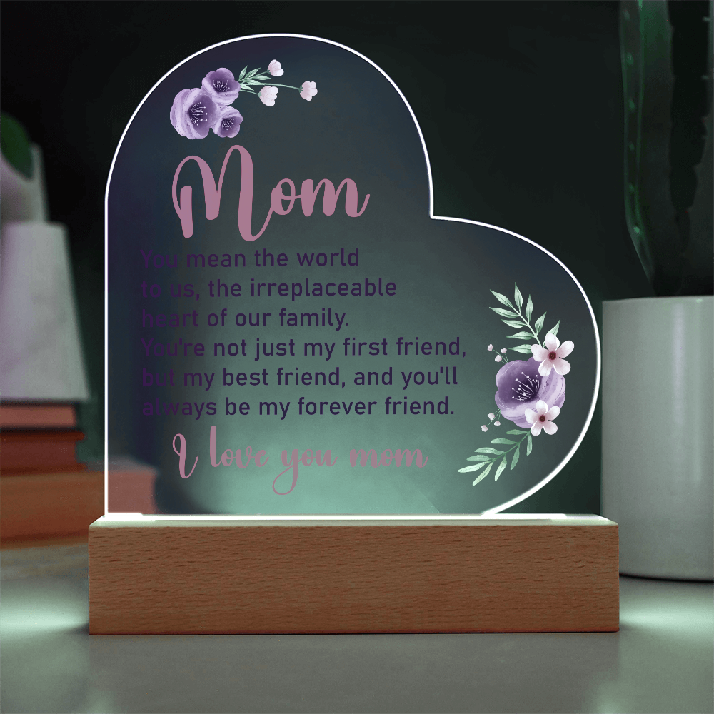 Mom Light Up Acrylic Heart